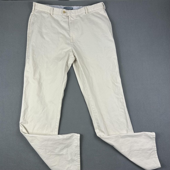 Peter Millar Pants Mens 38 Off-White Pima Cotton Chino Flat Front Golf Casual - Picture 2 of 11